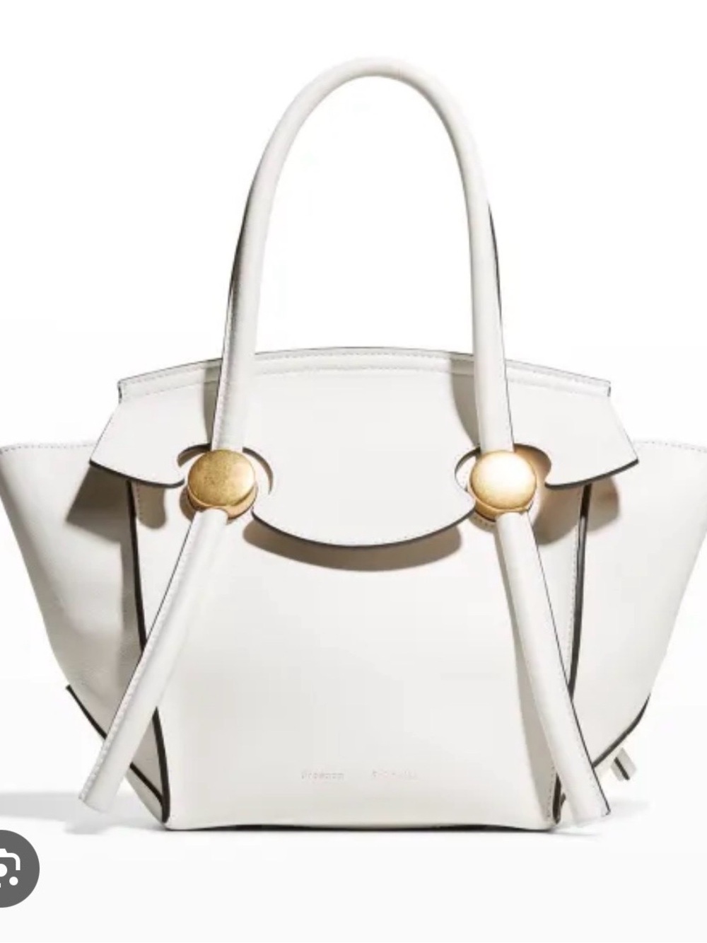 Proenza Schouler White Leather Top-Handle Satchel with Gold Discs